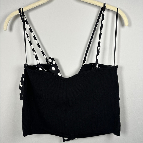 NWT Dolan Cropped Bow Polka Dot Ribbed Sweater Tank Size Large - Picture 4 of 10
